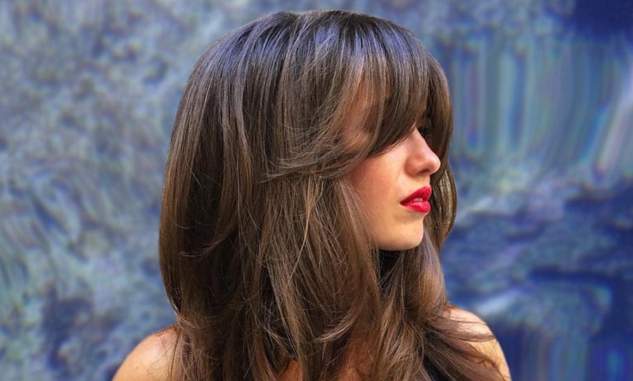long haircut with bangs for round faces